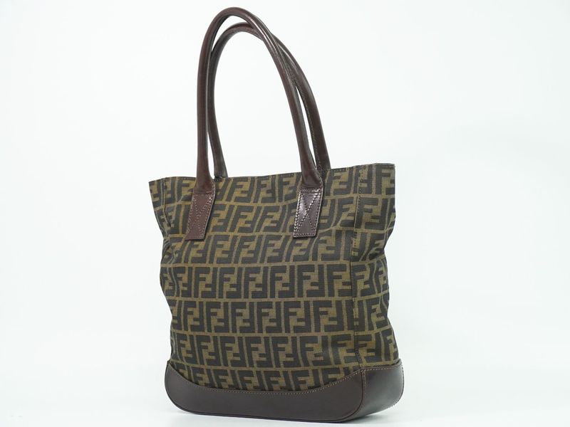 Authentic Fendi Zucca Tote Handbag Canvas Brown 16328 Zucca Bag Pre-owned
