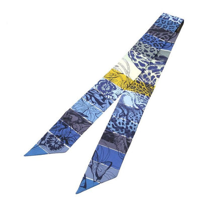 Hermes Twilly Jungle Love Rainbow Scarf Silk Blue Multicolor 1285