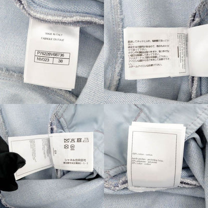 Chanel Denim Pants P76228v68736 Size 38 Light Blue Lamé Women's Clothing