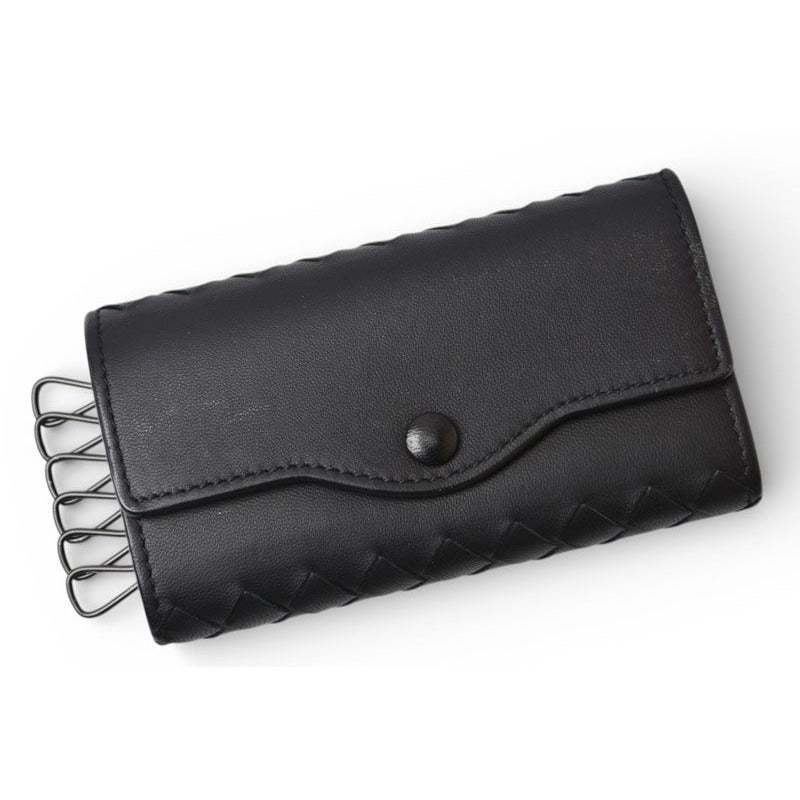Bottega Veneta Key Case Ring Rows Intrecciato Nappa Black