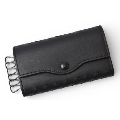 Bottega Veneta Key Case Ring Rows Intrecciato Nappa Black