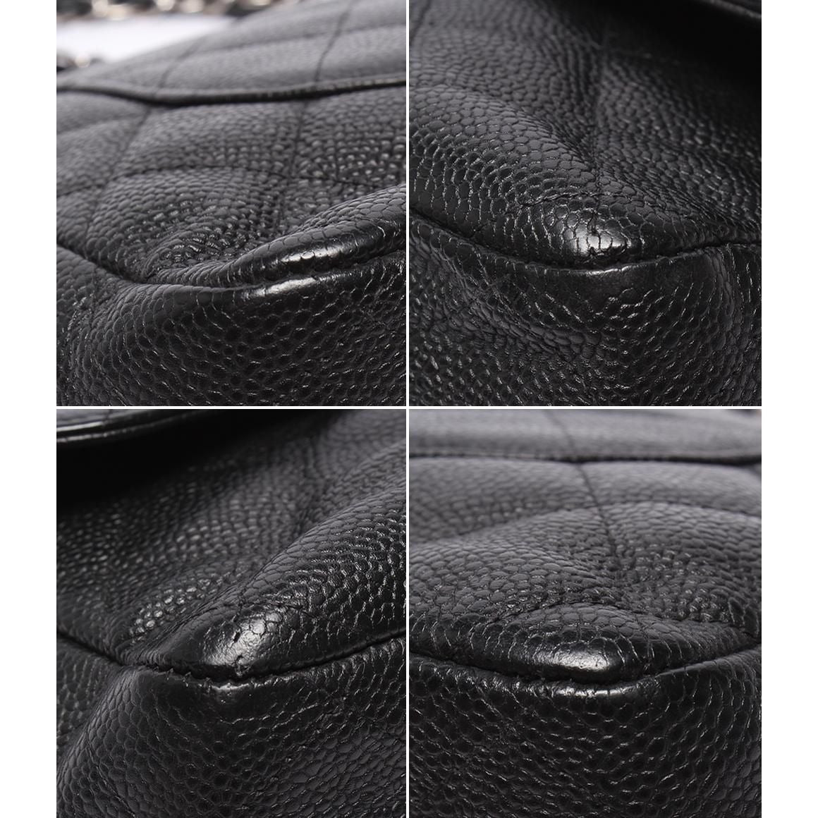 Chanel Chain Shoulder Bag Double Flap Silver Caviar Leather 16 Big Quilted 30 — view 5