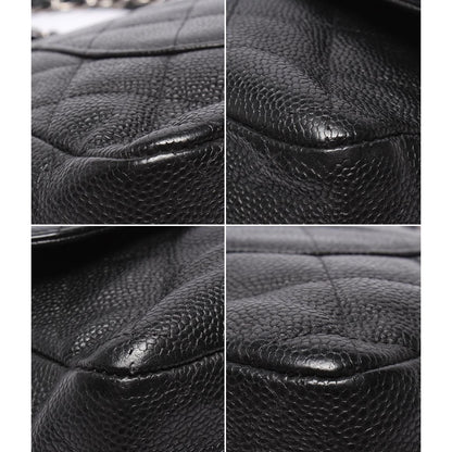 Chanel Chain Shoulder Bag Double Flap Silver Caviar Leather 16 Big Quilted 30 — view 5