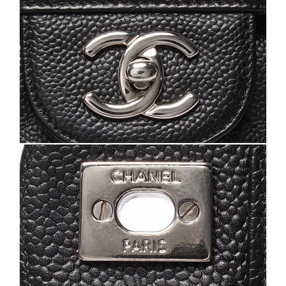 Chanel Chain Shoulder Bag Double Flap Silver Caviar Leather 16 Big Quilted 30 — view 6