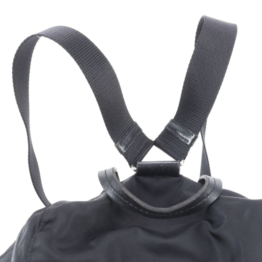 Prada Tessuto Nylon Triangle Logo Leather Backpack Black — view 2