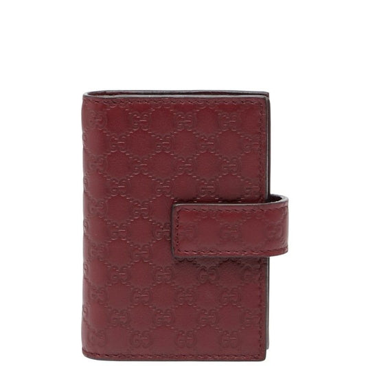 Gucci Micro Guccissima Card Case Holder Wine Red Bordeaux Leather