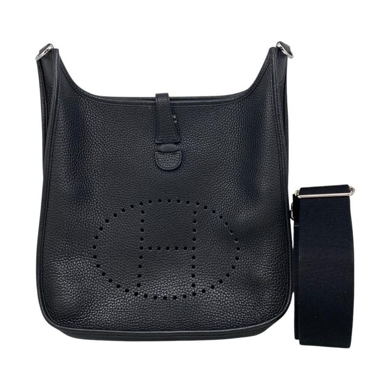 Hermes Shoulder Bag Evelyn 3 PM Z Engraved Taurillon Clemence Noir Black