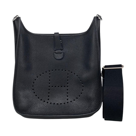 Hermes Shoulder Bag Evelyn 3 PM Z Engraved Taurillon Clemence Noir Black Black