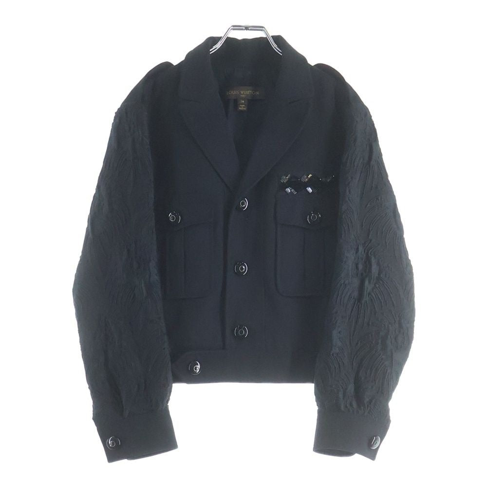 Louis Vuitton Jacquard Cut Replacement Sleeve Short Military Jacket Black