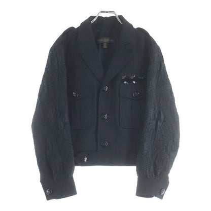 Louis Vuitton Jacquard Cut Replacement Sleeve Short Military Jacket Black