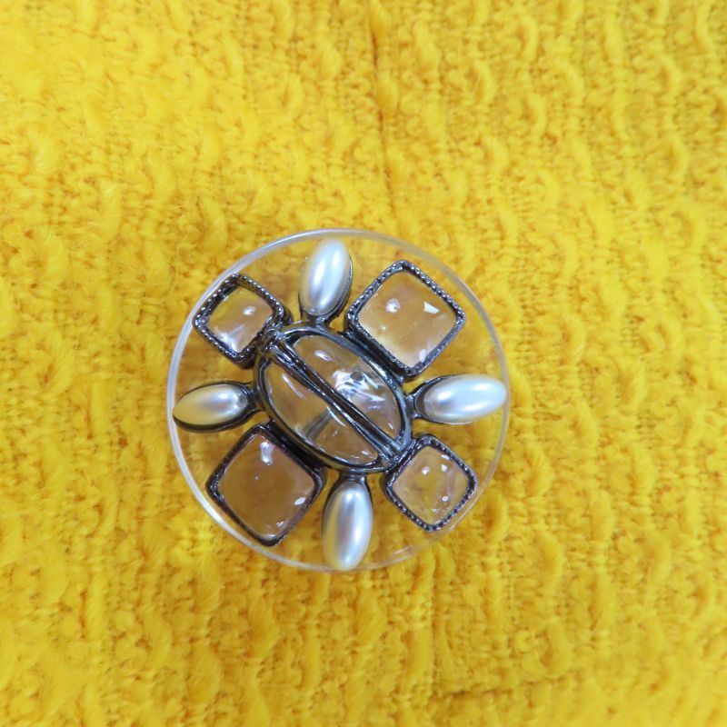 CHANEL P50353w05578 100% Wool Full Logo Lining Crystal Buttons Tweed Coat