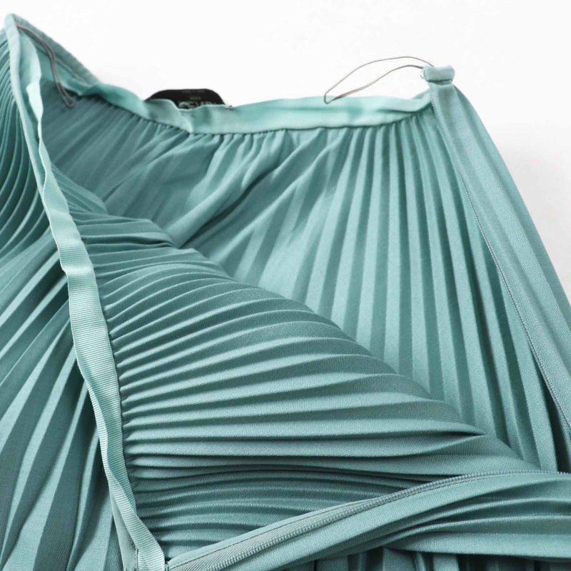 Fendi 2019 Fq7073 Mohair Wool Long Length Pleated Skirt Green 40 Made In Italy