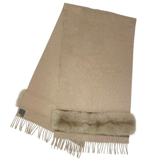 Fendi Stole Scarf Cashmere Sable Blawan With Storage Bag