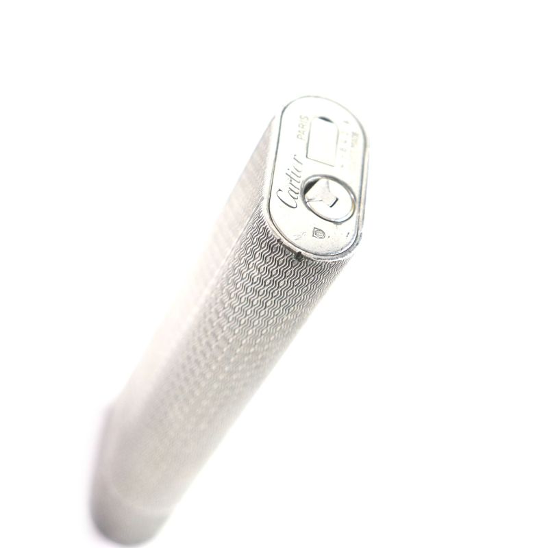 Cartier Oval All-over Roller Gas Lighter Silver Swiss Made Men's