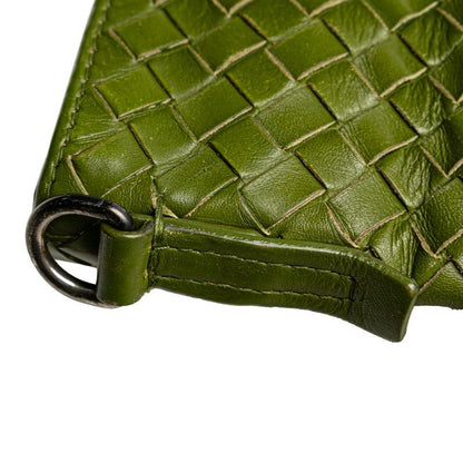 Bottega Veneta Intrecciato Crossbody Shoulder Bag Green Leather Women Bottega