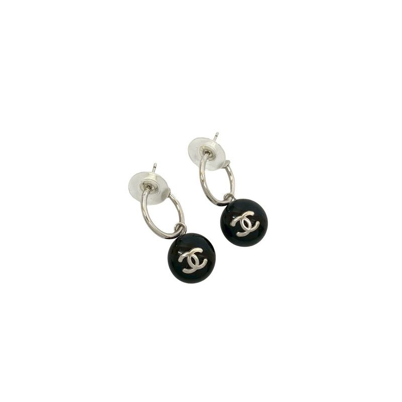 Chanel Coco Mark Motif Plastic Plated Earrings Accessories Small 99P