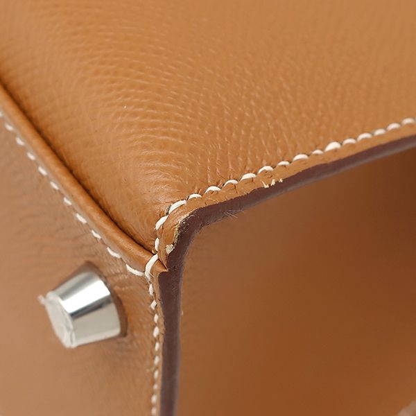 Hermes 2-Way Bag Kelly 28 Outer Stitch Vaux Epson Gold Silver Hardware Brown