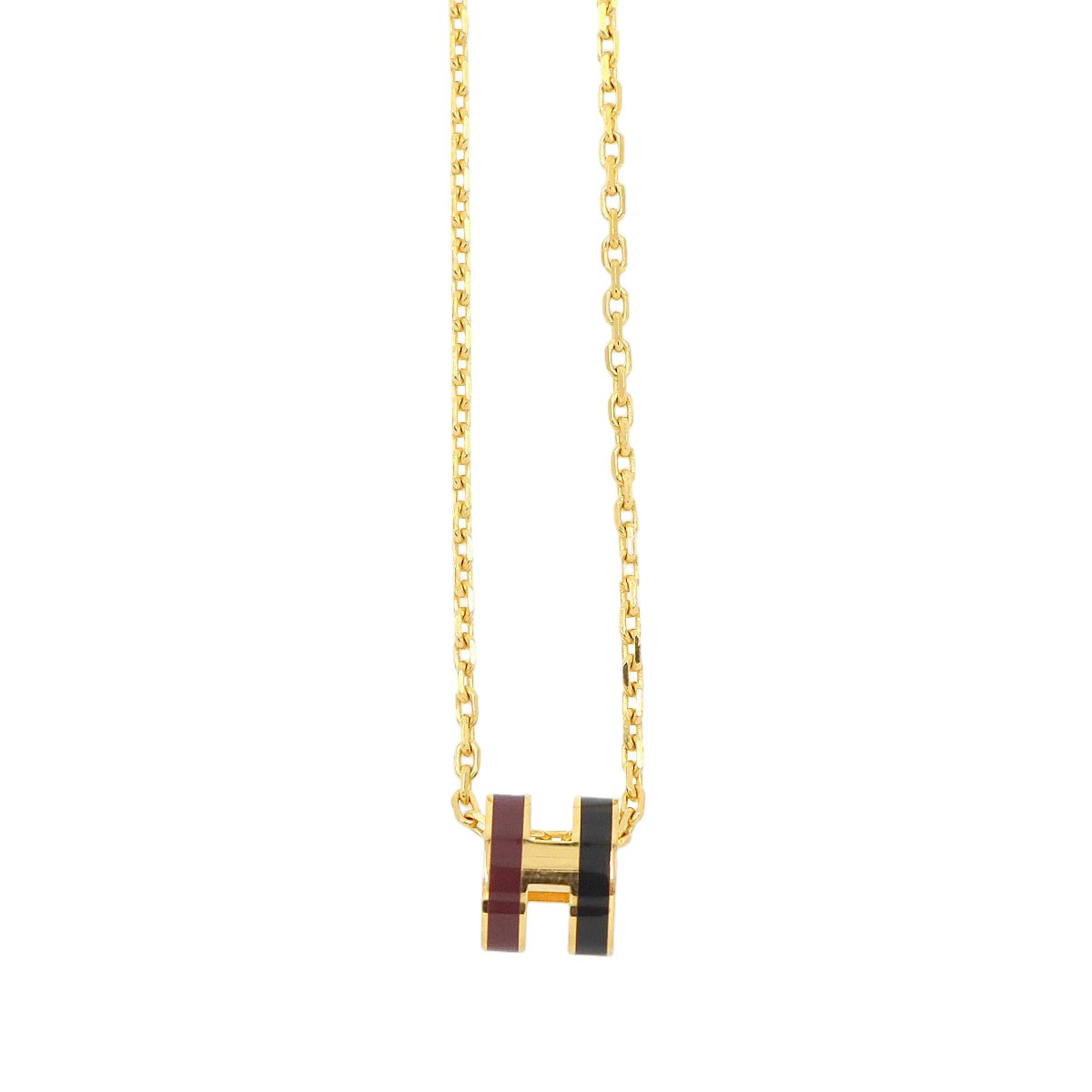 Hermes Mini Pop H Rocabar Necklace Gold Black Bordeaux