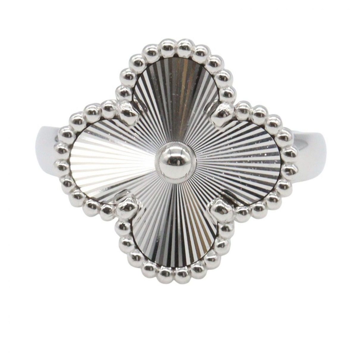 Van Cleef & Arpels Ring Vintage Alhambra Guilloche 18k White Gold — view 2
