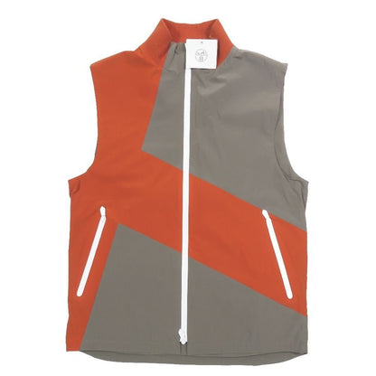 Hermes Logo Bicolor Nylon Vest Sleeveless Jacket Double Zip Gilet 50 Orange Gray