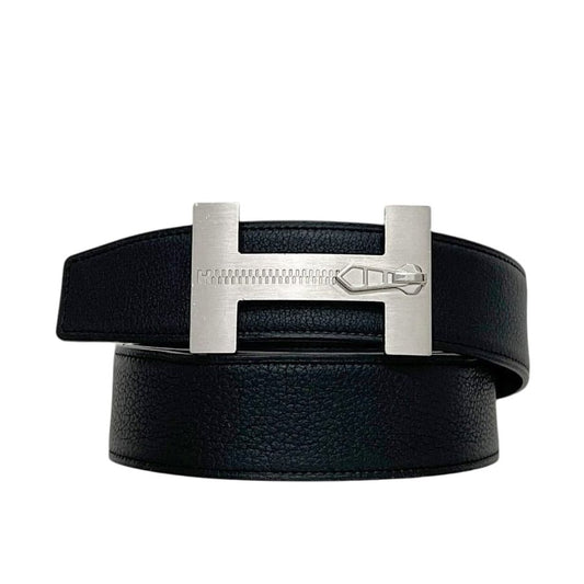 Hermes Belt Black Constance Reversible Waist 90 cm 35 mm Zipper Pattern Leather