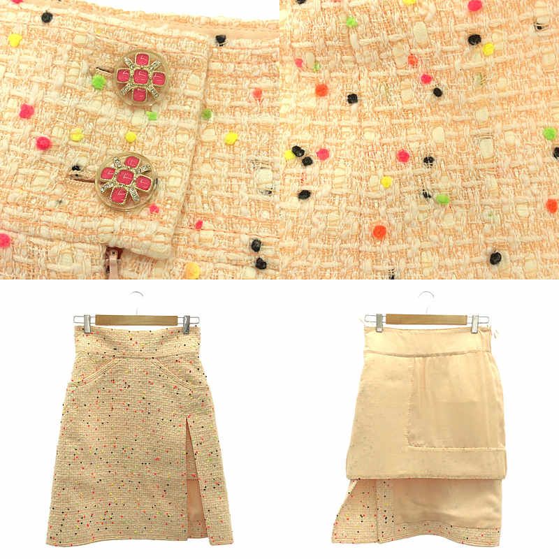 Chanel - Tweed Skirt - Tweed Slit Skirt - Fully Lined - 38 - Pink - Women's