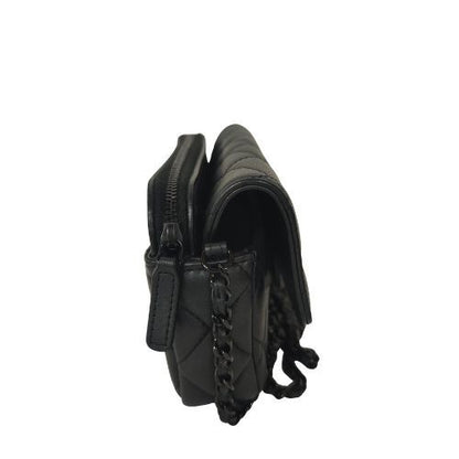 Chanel Shoulder Bag Lamb Shoulder Wallet Phone Case Black