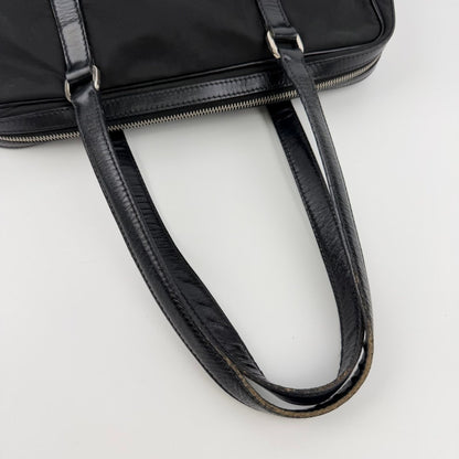 Prada Shoulder Bag Black Nylon Leather Vintage — view 12