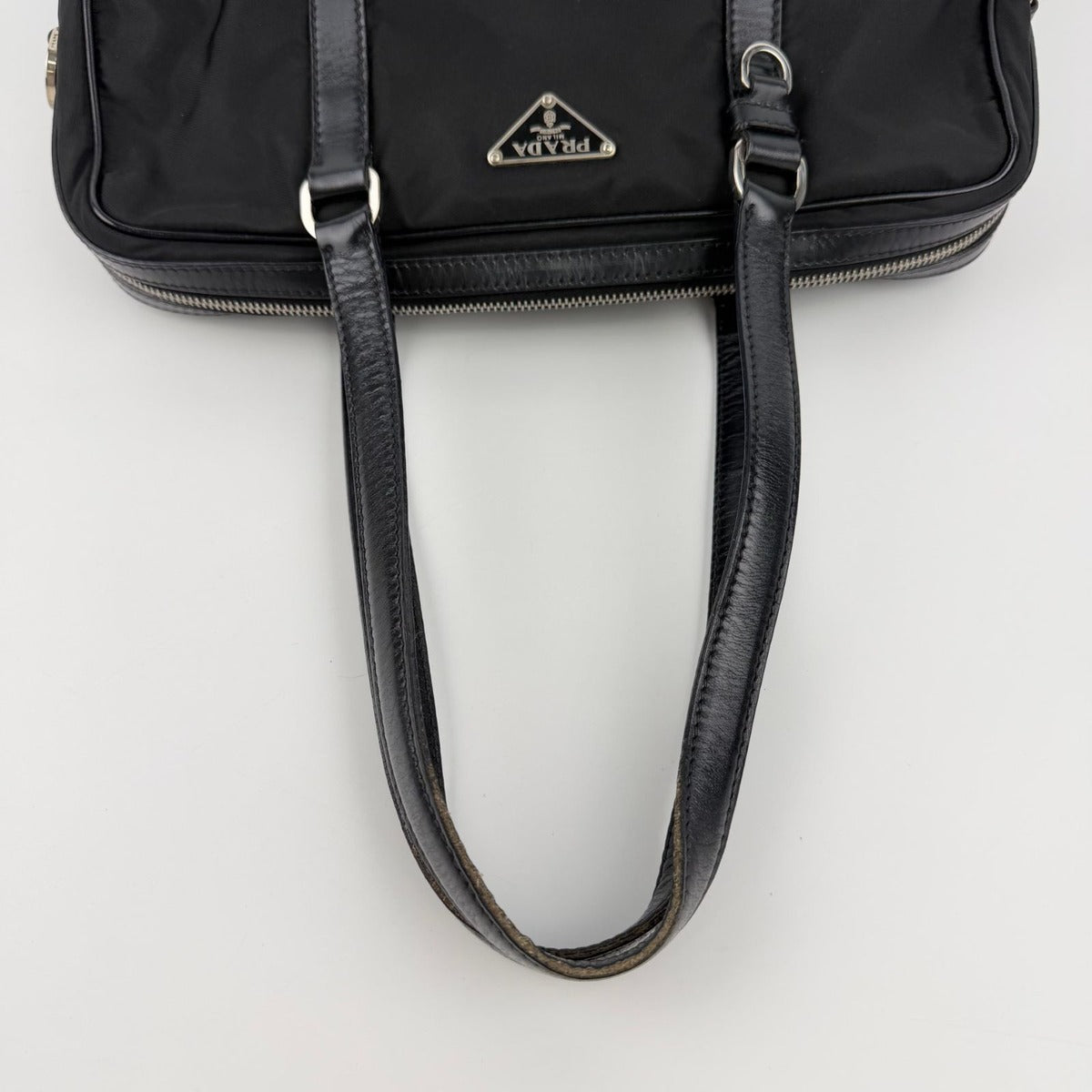 Prada Shoulder Bag Black Nylon Leather Vintage — view 14