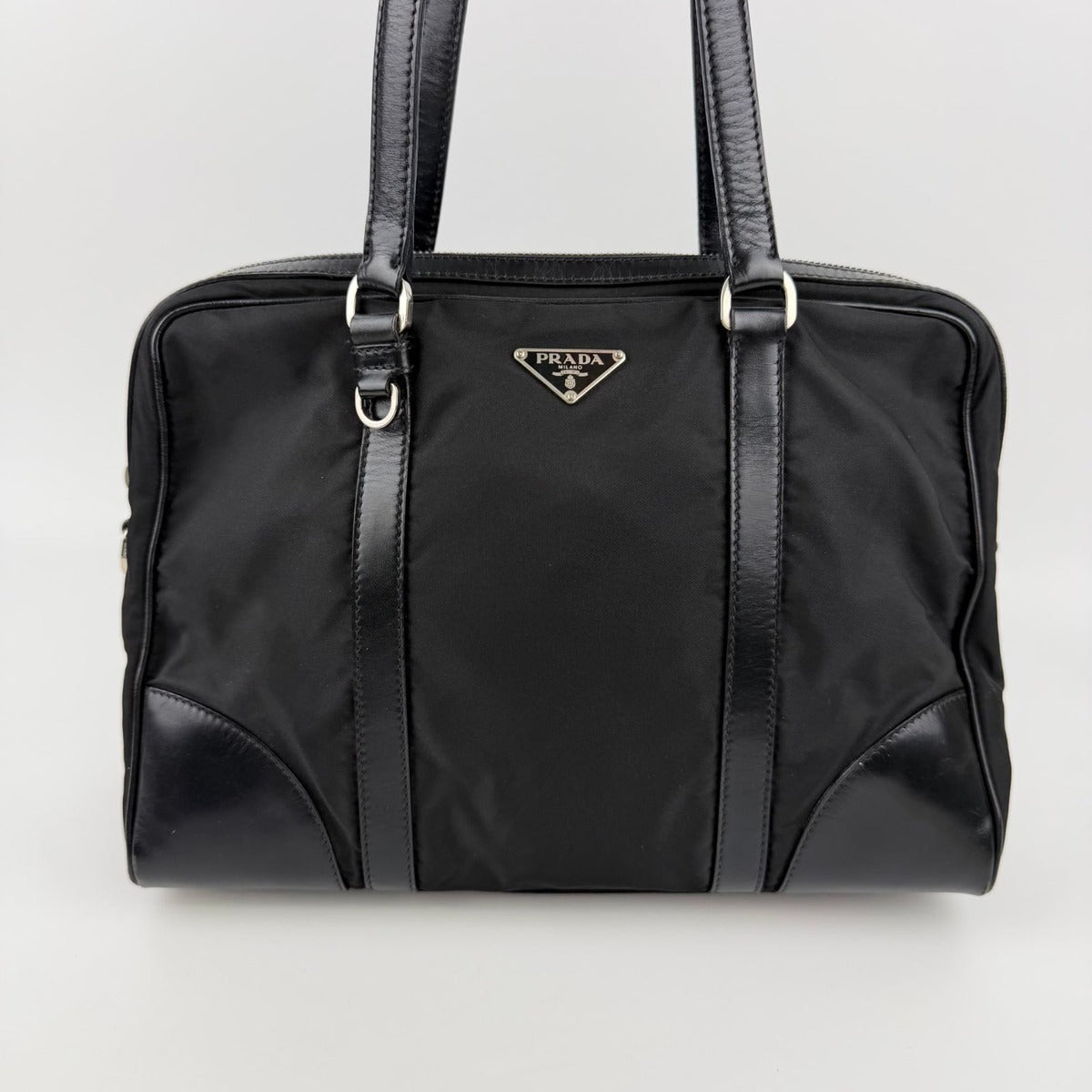Prada Shoulder Bag Black Nylon Leather Vintage — view 2