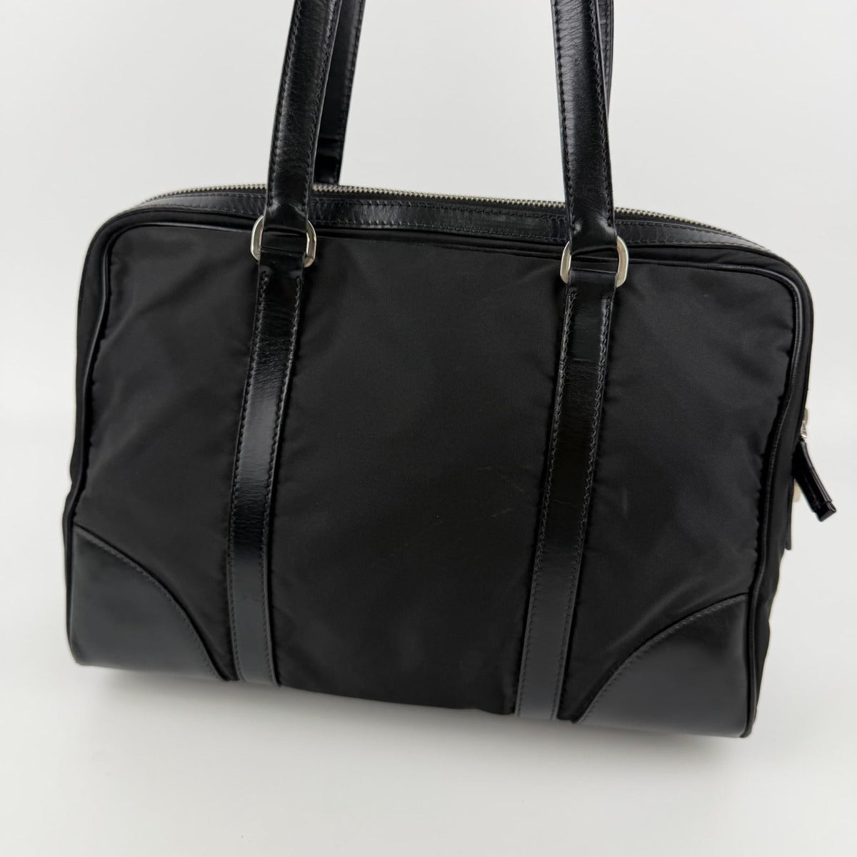Prada Shoulder Bag Black Nylon Leather Vintage — view 3
