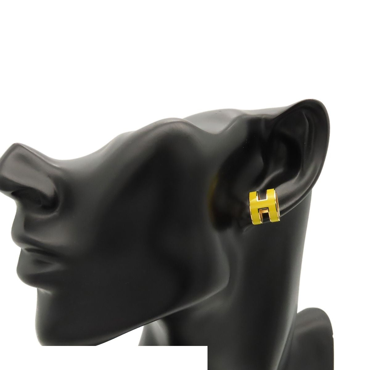 Hermes Pop H Earrings Yellow Metal — view 7