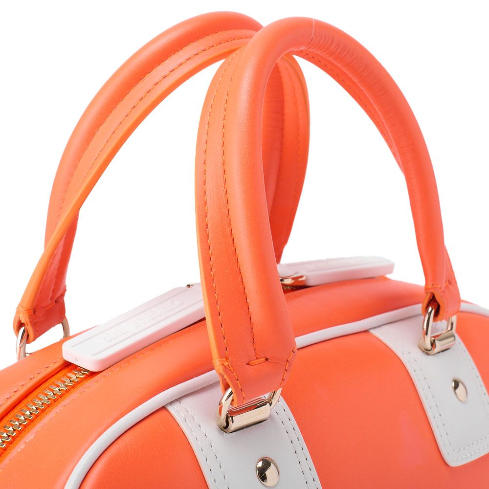 DIOR 2WAY Mini Boston Bag Leather X Rubber Orange X White With Gold Hardware
