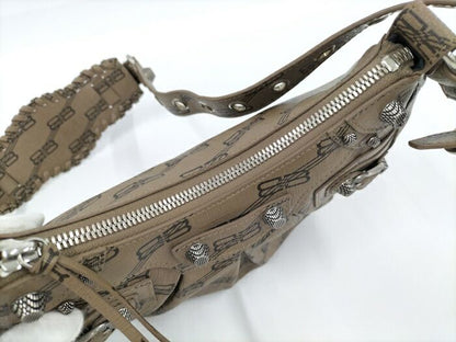 Balenciaga Shoulder Bag Le Cagor PVC Coated Brown 671309