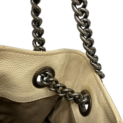 Chanel Tote Bag Matelasse Beige Chain Shoulder/vintage Silver Hardware