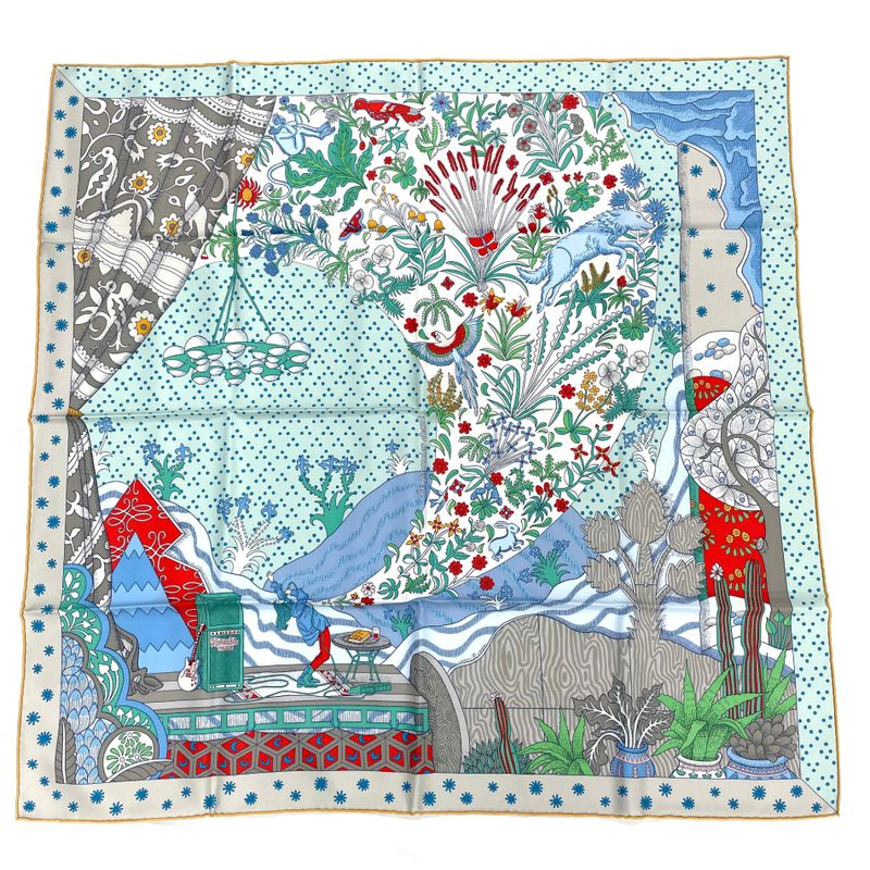 Hermes Carre 90 Le Premier Chant Song Of Beginnings Scarf Multicolor With Box