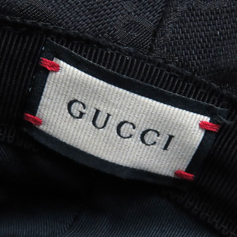 Gucci 576587 Logo Hardware GG Canvas Bucket Hat Black L 59cm (23.23in) Hat