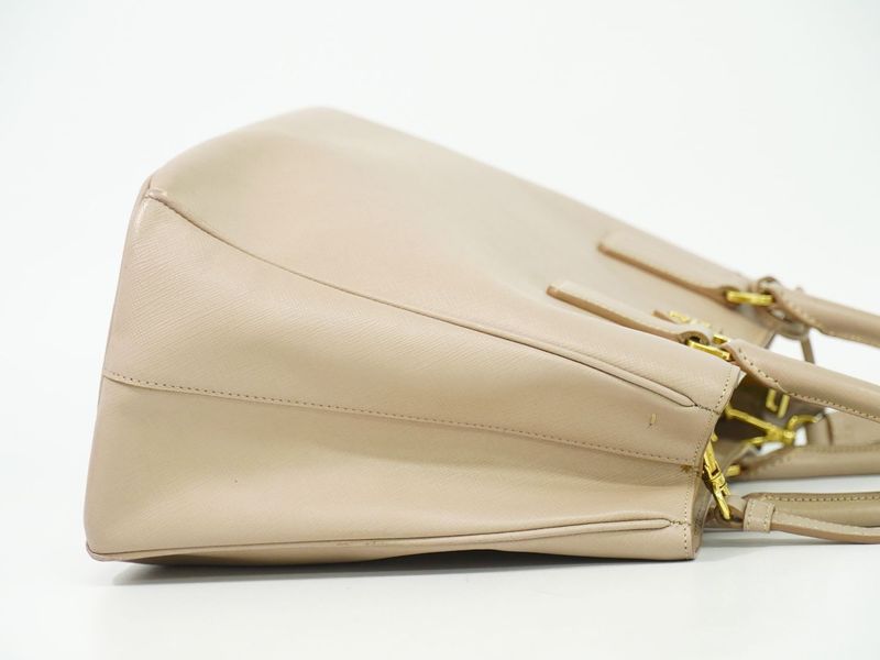 Authentic Prada Leather 2WAY Shoulder Bag Handbag Pochette Pink Beige Bag