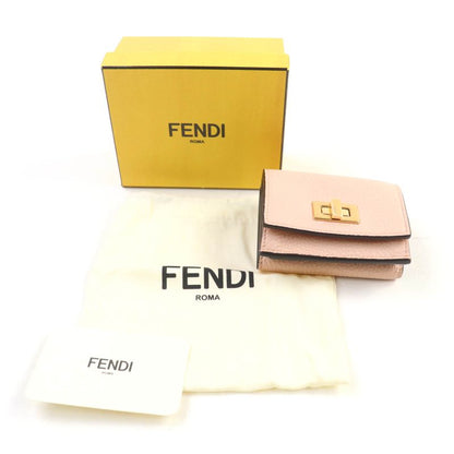 Fendi 8m0426 Selleria Pekaboo Leather Compact Wallet Trifold Wallet Pink