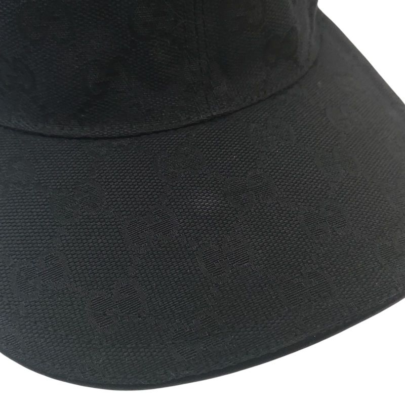 Gucci Cap Hat Sherry Line GG Canvas Black XL 60cm (23.62in)