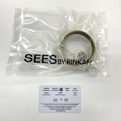 Hermes Emile GM Bangle With Elephant Pattern GP × Enamel Gold × Black Made In