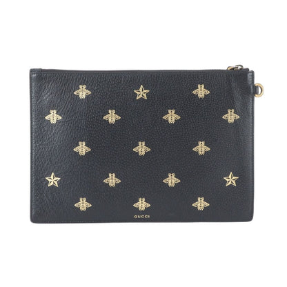Gucci Bi Star Leather Clutch Pouch Business Black — view 2