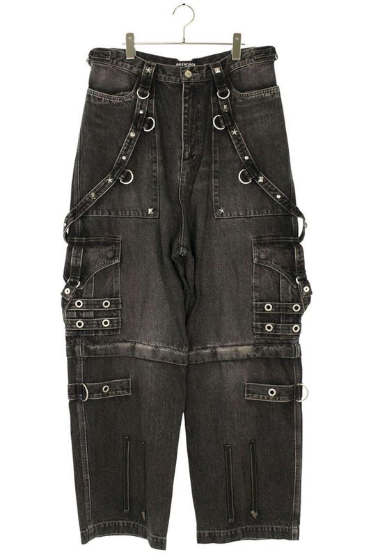 Balenciaga 22SS 681693 Tbp47 Studded Decorated Baggy Labor Denim Pants Men's 32