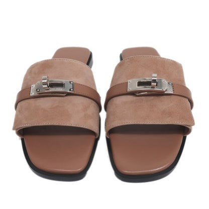 Hermes Julia Sandals Size 36 Pink Beige Kelly Buckle Leather — view 3