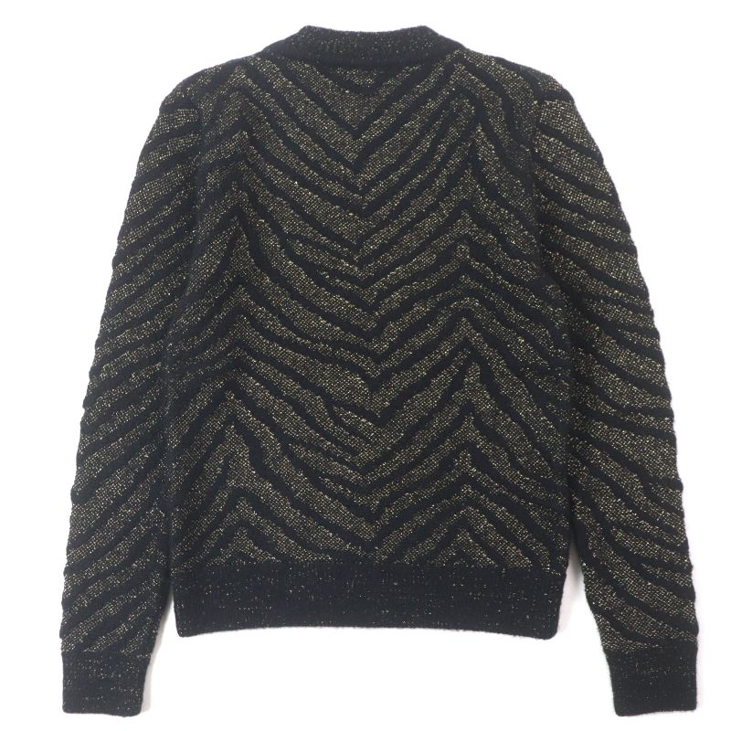  Saint Laurent Paris 536675 Mohair Wool Allover Crewneck Knit Sweater Black