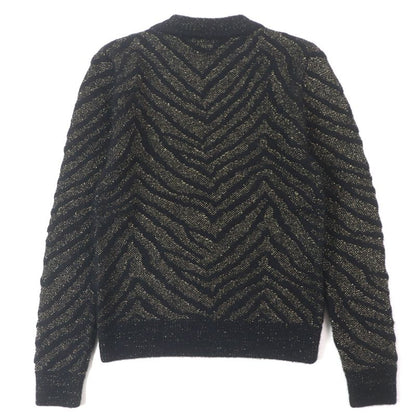  Saint Laurent Paris 536675 Mohair Wool Allover Crewneck Knit Sweater Black