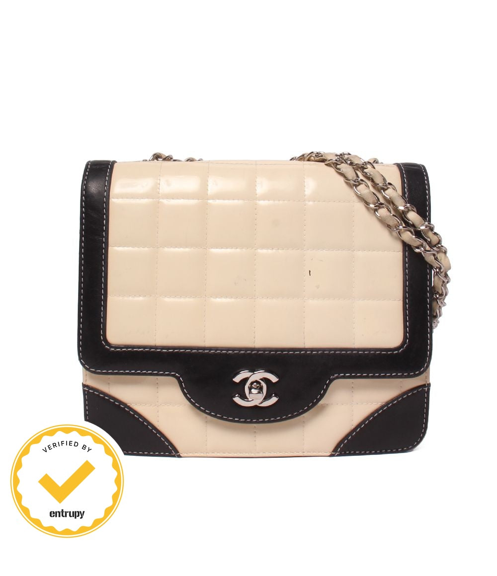 Chanel Chain Shoulder Bag Double Silver Chocolate