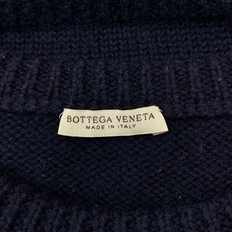 Bottega Veneta | Wool Bicolor Crewneck Knit | 46 | Navy Gray | Men's