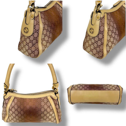 Gucci One Shoulder Bag Handbag Scarlet Interlocking GG Canvas Lame Hobo Soho