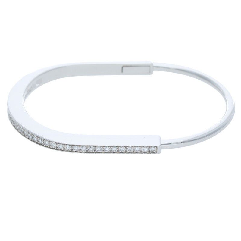 Tiffany & Co Tiffany & Co Lock Narrow 18K White Gold Diamond Bangle Ladies M